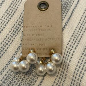 NWT anthropologie gold pearl hoops